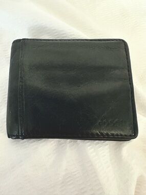 Fossil Black Leather Men's Wallet Bifold Card Holder